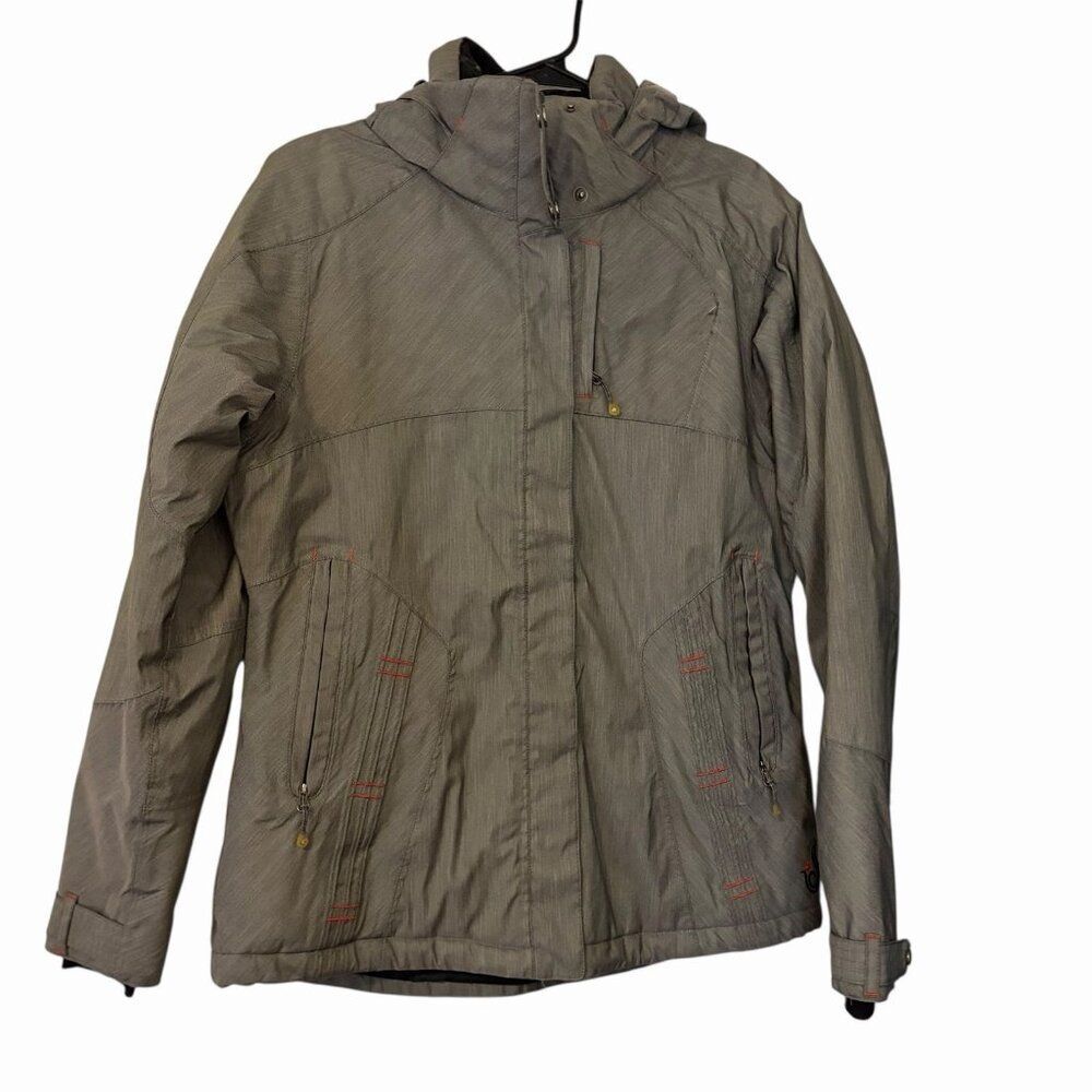 ISIS Hooded Women's Windbreaker Rain Jacket Size 8 Gray Lined Tech Jacket Pocket